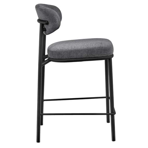 Полубарный стул Arvo 65 см, серый шенилл с черными ножками