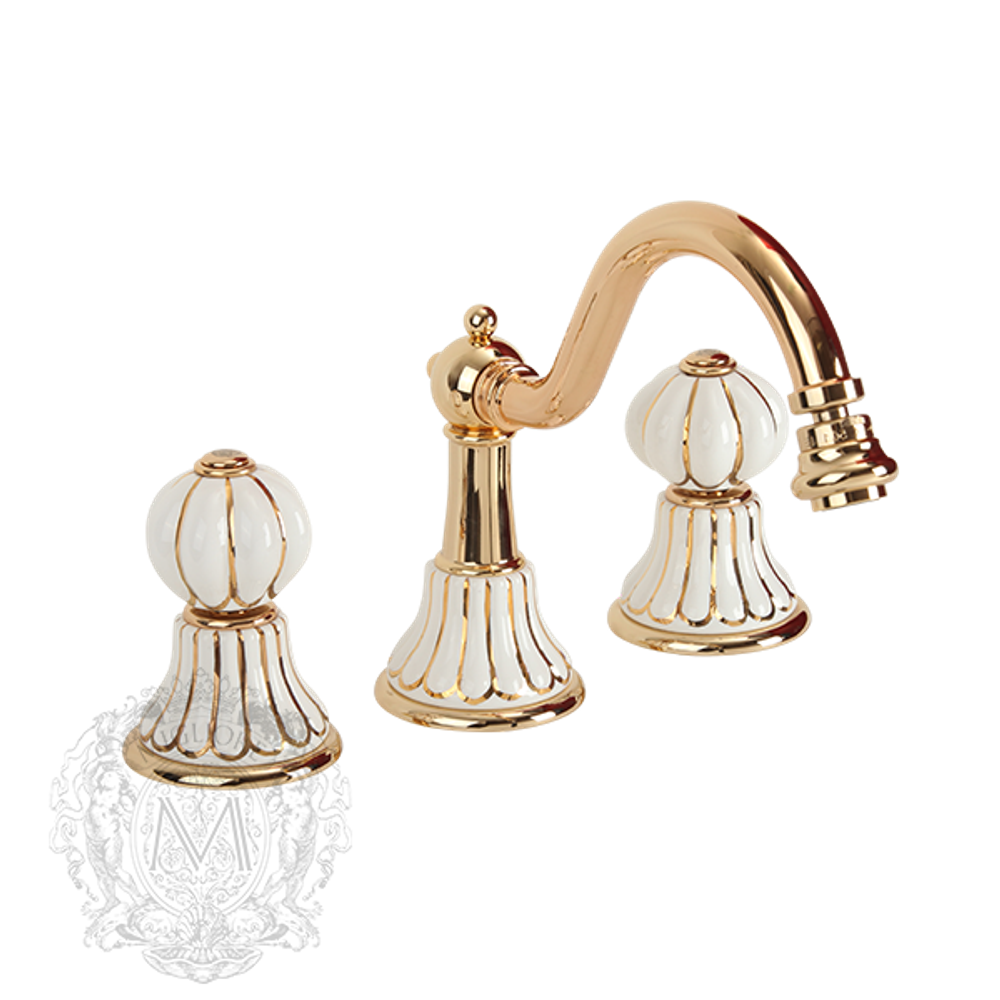 Смеситель для биде на 3 отв. Migliore Olivia ML.OLV-5825.BO.DO Белый/декор золото/зол.