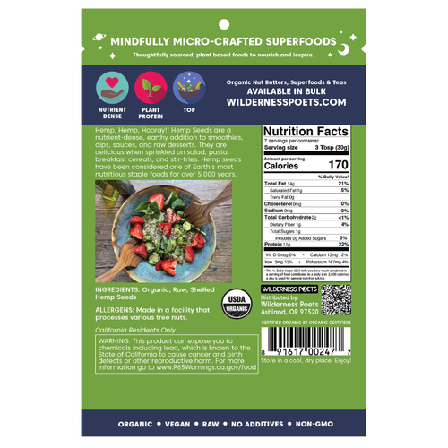 Wilderness Poets, органические семена конопли, 226 г (8 унций)