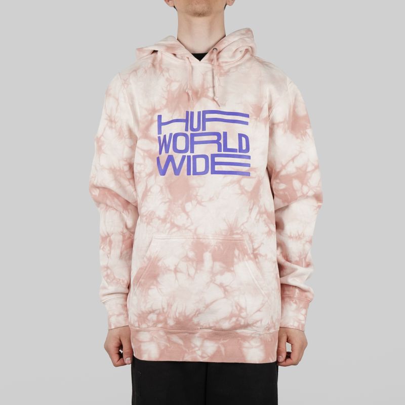Толстовка мужская HUF Broadcast Tie-Dye артикул:PF00386 CORAL - купить в магазине Дайс