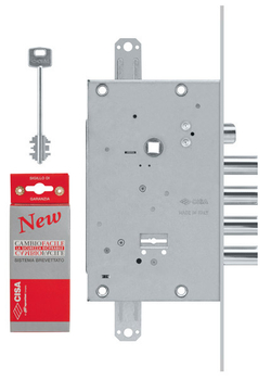 Замок врезной сувальдный с защёлкой NEW CAMBIO FACILE 57.685.48 (тех. упаковка), ключ 64 мм