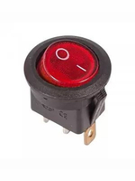 Выключатель клавишный круглый с подсветкой ON-OFF (3c) 6А 250В RWB-214 красный