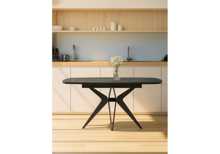 Керамический стол Woodville Риполь 140(180)х80 larka grey, черный