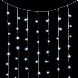Светодиодный занавес 2*2 м., 400 белых LED ламп, мерцание, облегченный, прозрачный провод ПВХ, LTC (PCL400NOTBLW-10-2W)