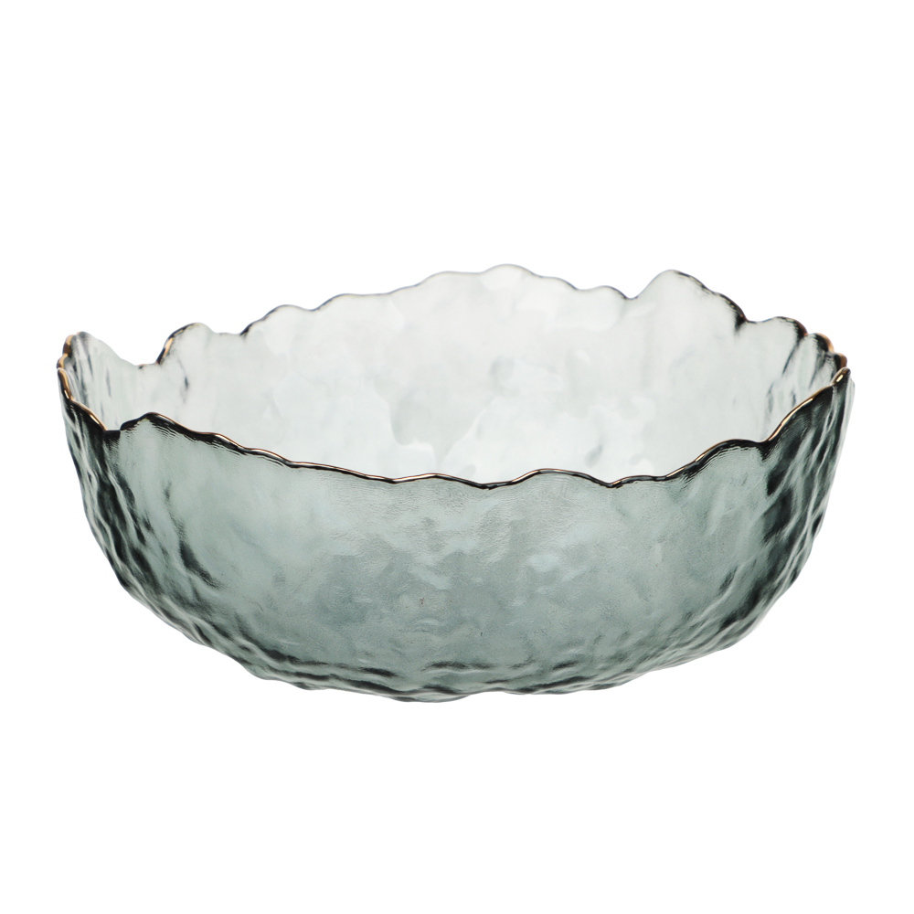 MILLIMI Салатник 17x16,5x7,5см, стекло, серый с золотой каймой