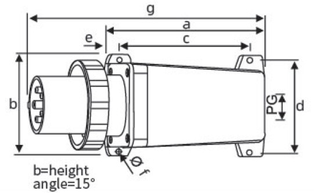 Вилка кабельная 63А 3Р+N+Е IР67 стационарная 220-380В XM 5352