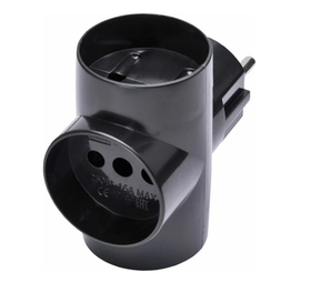 Сетевой разветвитель STEKKER 250В, 10A, IP20, черный, ADP10-15-20 39001