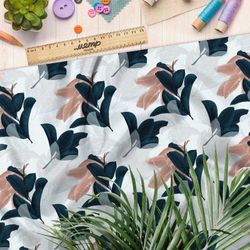 Ткань дюспо листья тёмно-серые и пудровые