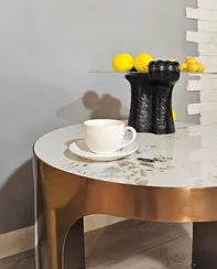 Стол журнальный Como L, Ø80х42 см, керамогранит Calacatta Macchia