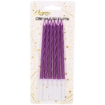 Свечи в торт «Веселье» 6 шт. 10,5 см, фиолетовый