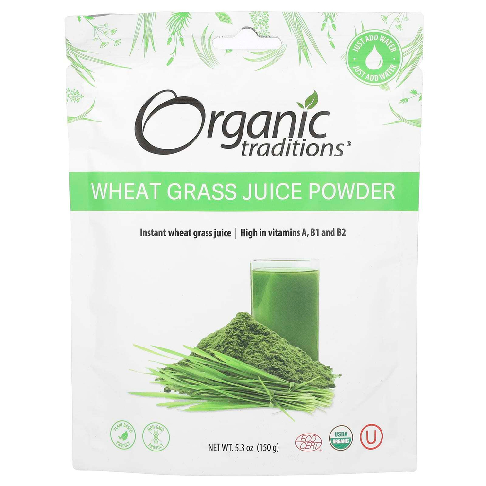 Organic Traditions, Порошок сока из ростков пшеницы, 150 г (5,3 унции)