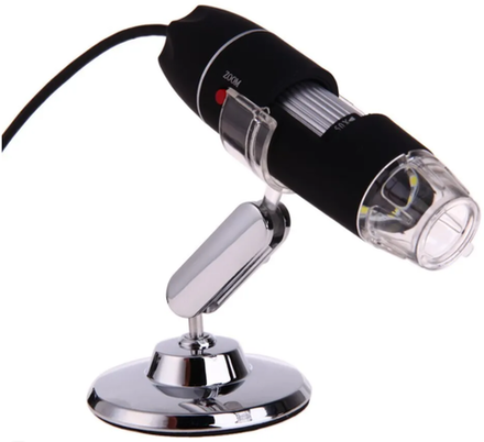 USB микроскоп-эндоскоп d-10мм на подставке увеличение 50-1600х  8LED  0.3 Mp
