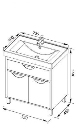 Тумба с раковиной Aquanet Гретта 75 белый