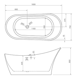 Акриловая ванна ABBER AB9245 белая