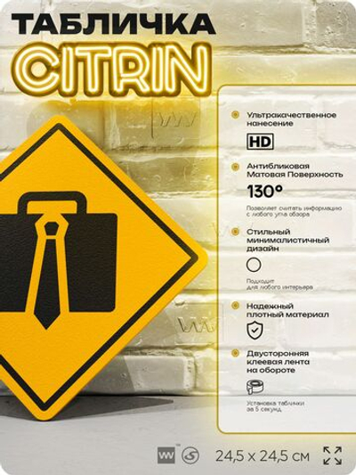 Табличка декоративная "Дипломат" на дверь и стену, информационная, декоративный знак, 24,5х24,5 см, пластиковая, Айдентика Технолоджи