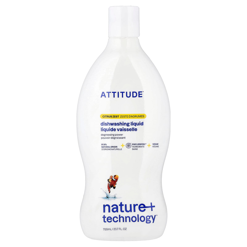 ATTITUDE, жидкость для мытья посуды, с цитрусовой цедрой, 700 мл (23,7 жидк. унции)