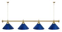 Лампа STARTBILLIARDS 4 пл. (плафоны золотые,штанга синяя,фурнитура золото)