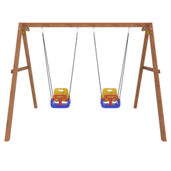 Деревянные качели с 2-мя качелями со спинкой