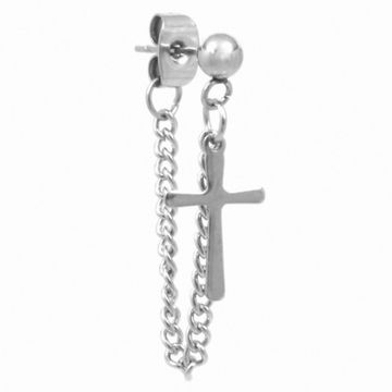 Серьга Гвоздик шарик с крестом