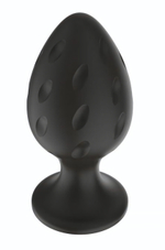 Черная средняя силиконовая анальная пробка с рельефом в виде углублений (Цвет: черный)