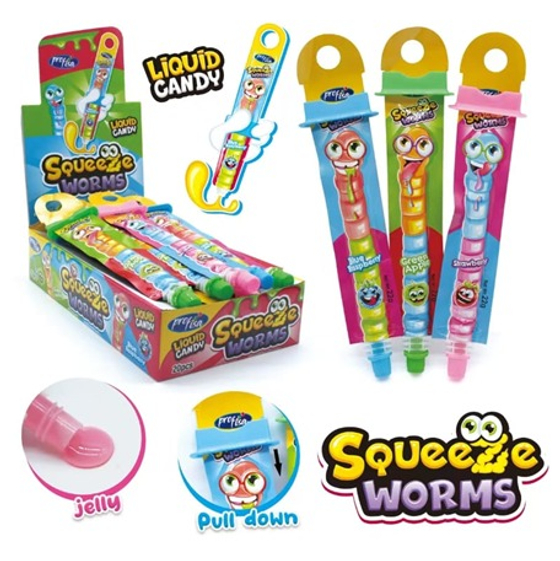 Жидкая карамель-гель "Squeeze Worm liquid jelly" 20шт*22г