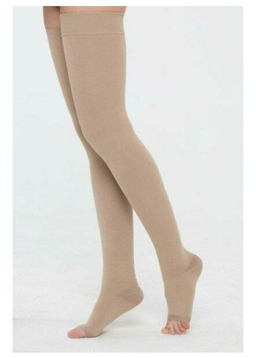 Чулки компрессионные  ЧККВ до бедра с открытым мыском и с силиконом (Размер: 6, Степень фиксации: 1 класс)