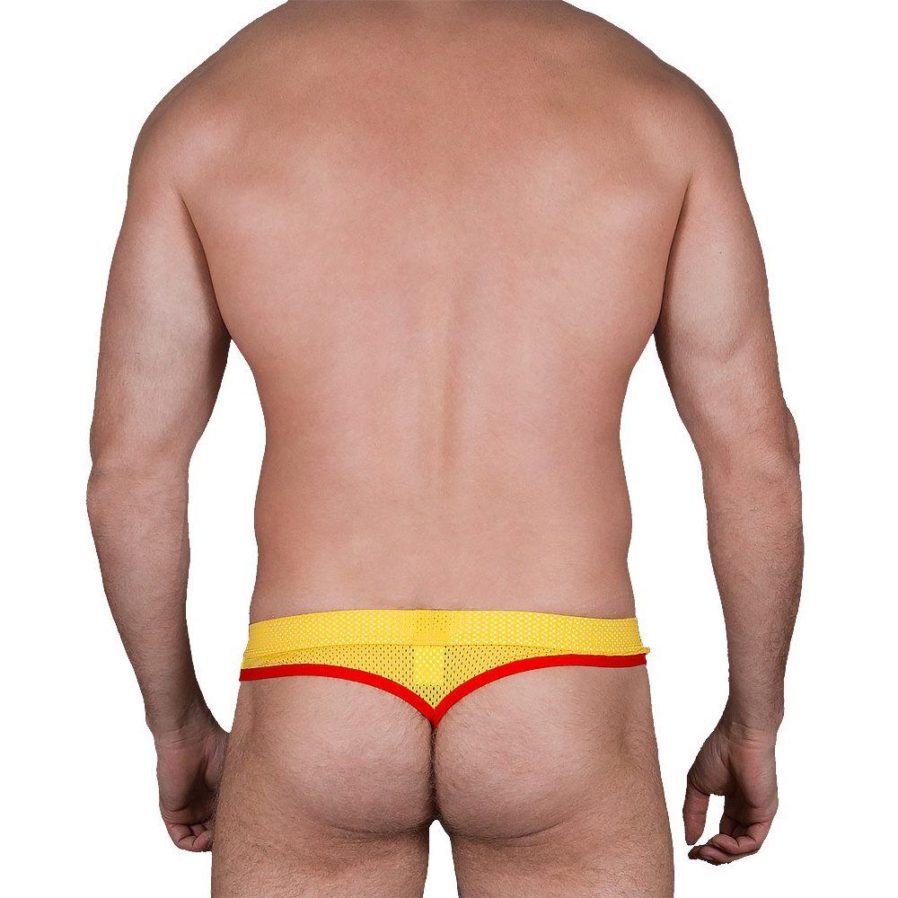 Мужские трусы стринги желтые Sesmik Active