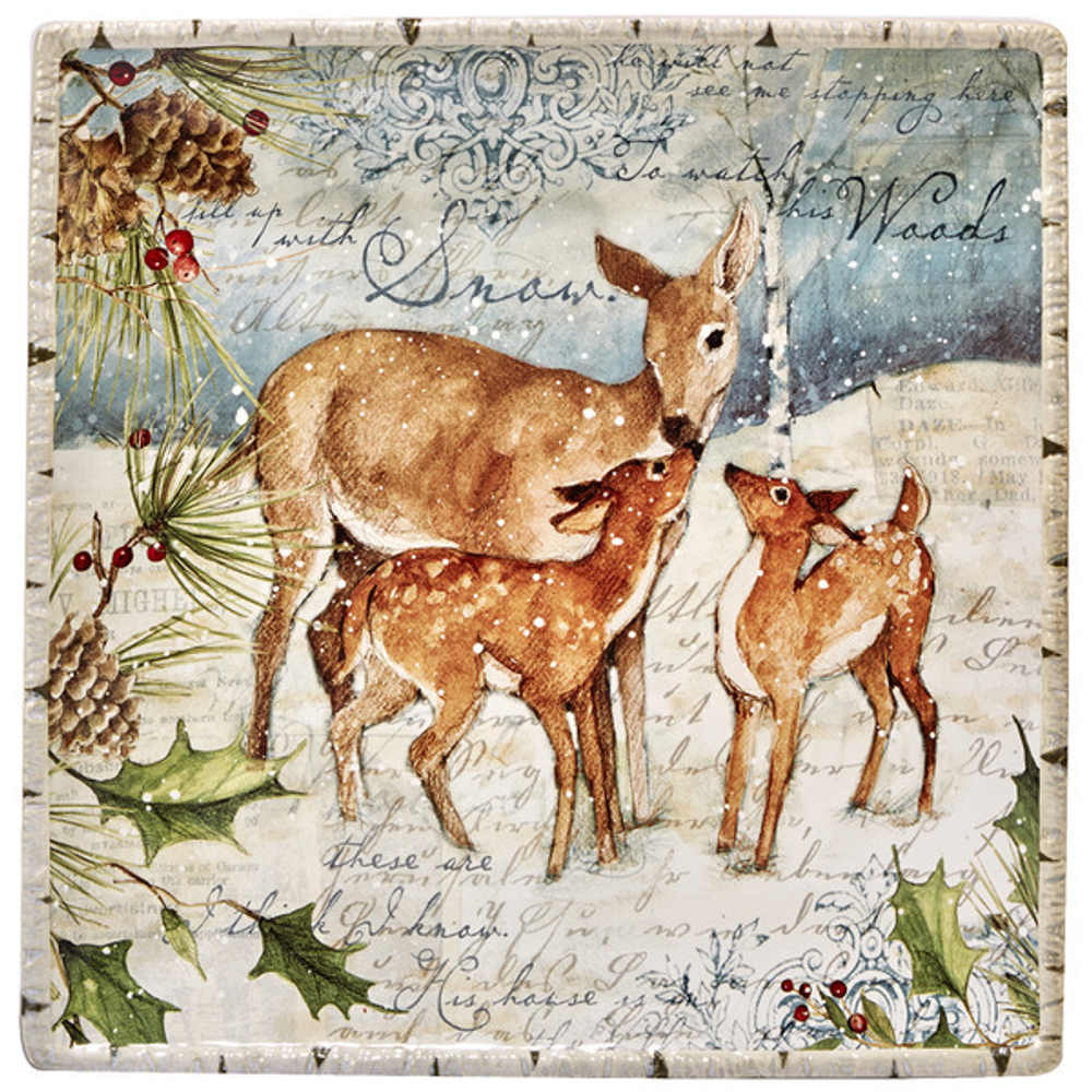 Блюдо квадратное Certified Int. Зимний домик 33см