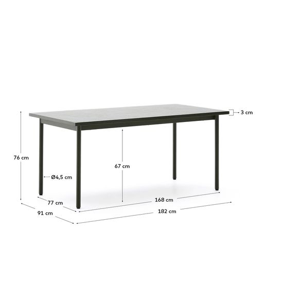 Уличный стол Maurina из оцинкованной стали зелёного цвета с зелёной керамической плиткой 182 x 91 см