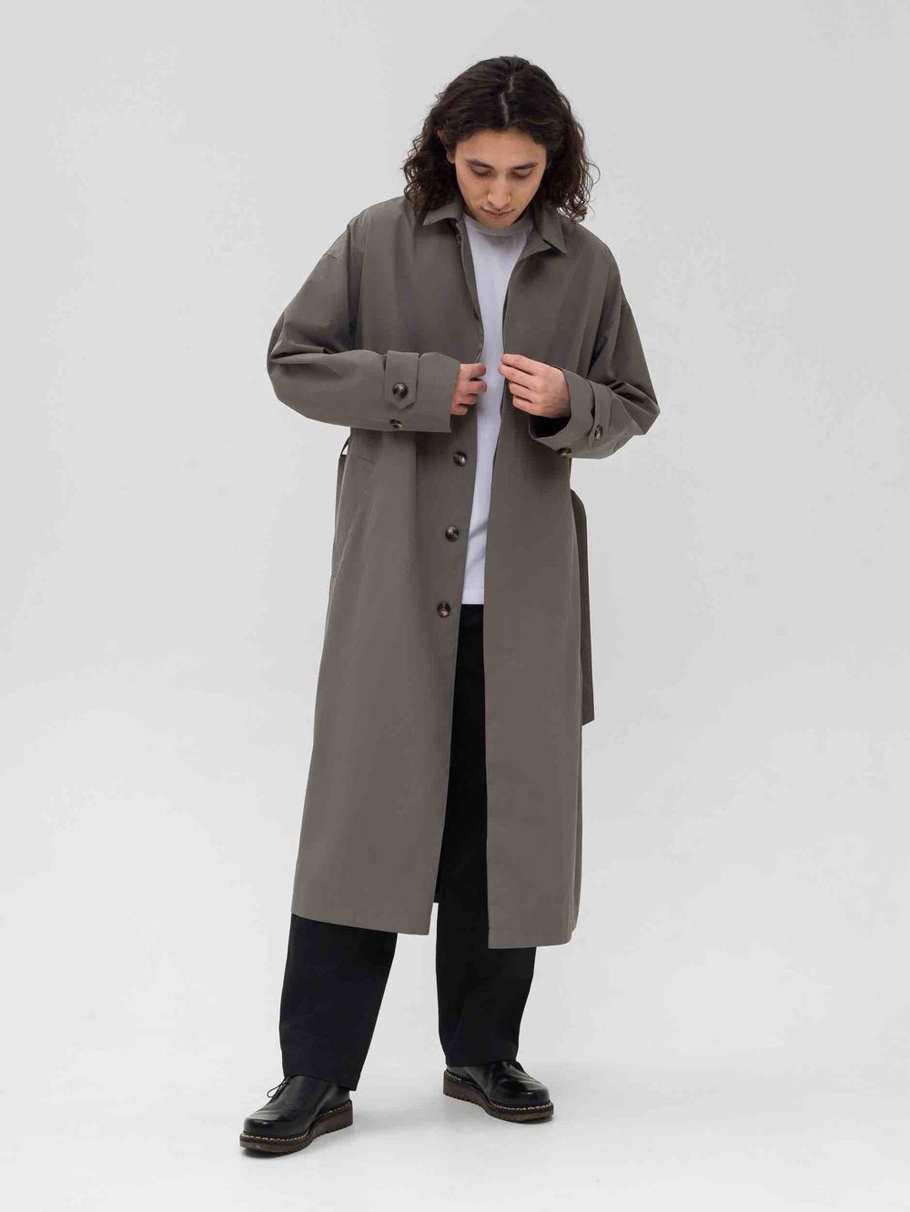 Плащ FOS Длинный Мужской Зеленый