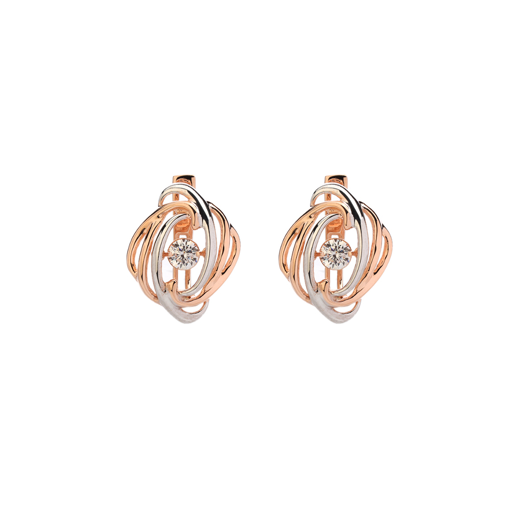 Серьги с фианитом из красного золота 585 пробы JA-S-1113368Р