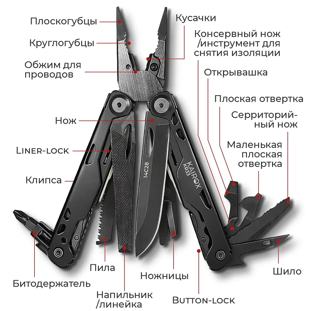 Мультитул KaiRox KR33-B Черный