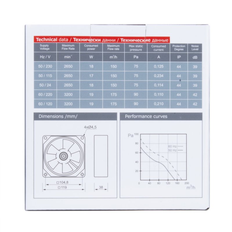 Осевой высокотемпературный жаростойкий вентилятор ВA 12/2 T 150 м³/час
