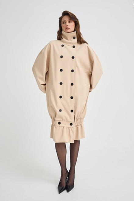 Тренч объемный с воротником стойкой