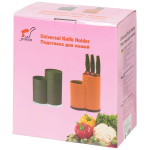 Подставка для ножей, пластик, цилиндр двойная, 11х17х22 см, серый гранит, Y4-2759