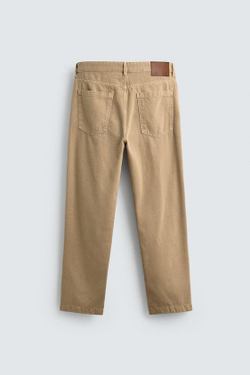 ZARA ДЖИНСЫ КЛАССИЧЕСКОГО КРОЯ С ЭФФЕКТОМ ПОТЕРТОСТИ, ТЕМНО-БЕЖЕВЫЙ