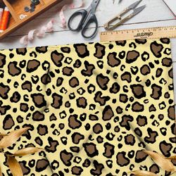 Ткань бифлекс светлый контрастный леопардный принт