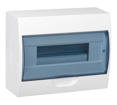 177_ Щит распределительный навесной ЩРн-П-12 IP41 пластиковый белый прозрачная дверь арт. MKP12-N-12-40-10 IEK ш/к 4607055282328