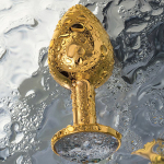 Золотистая маленькая анальная втулка 6см с прозрачным кристаллом ToyFa Metal 712004