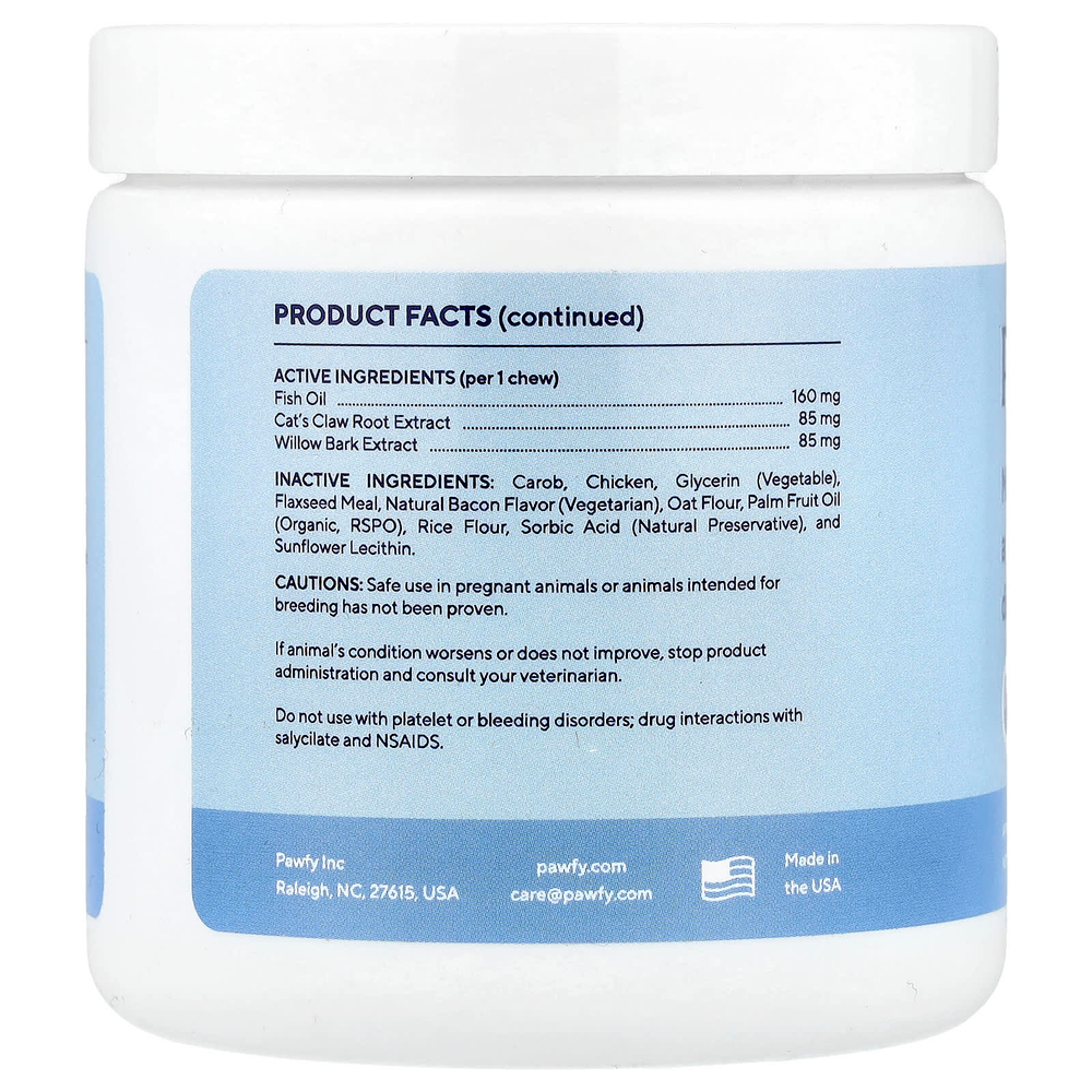 Pawfy, Обезболивающее, для собак, от 6 месяцев, бекон, 30 жевательных таблеток, 113 г (4 унции)