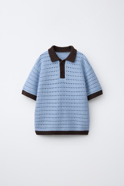 ZARA ПОЛО, ПАСТЕЛЬНО-СИНИЙ