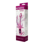 Розовый вибратор с анальным и клиторальным отростками Intimate Tease - 22,5 см.