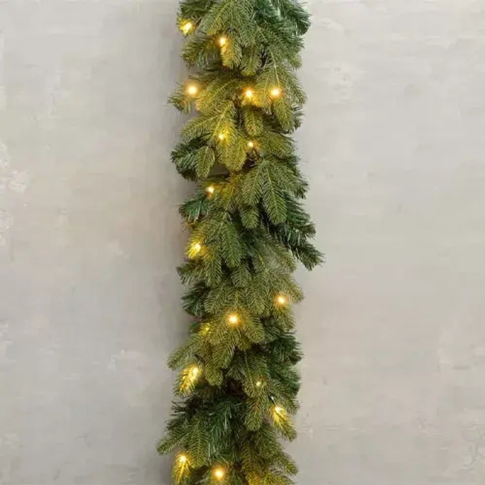 Хвойная гирлянда Парижанка 270*30 см., 60 теплых-белых LED ламп, Литая хвоя+ПВХ, ЕлкиТорг (23057)