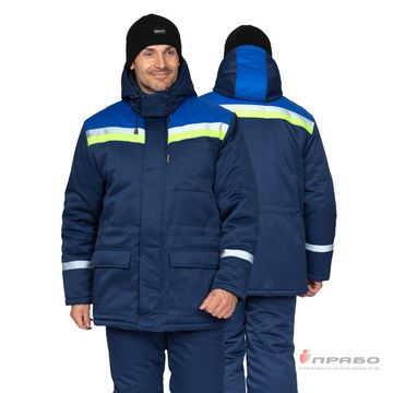 Костюм зимний "Стройка" полукомбинезон (т.синий/василек/лимонный)