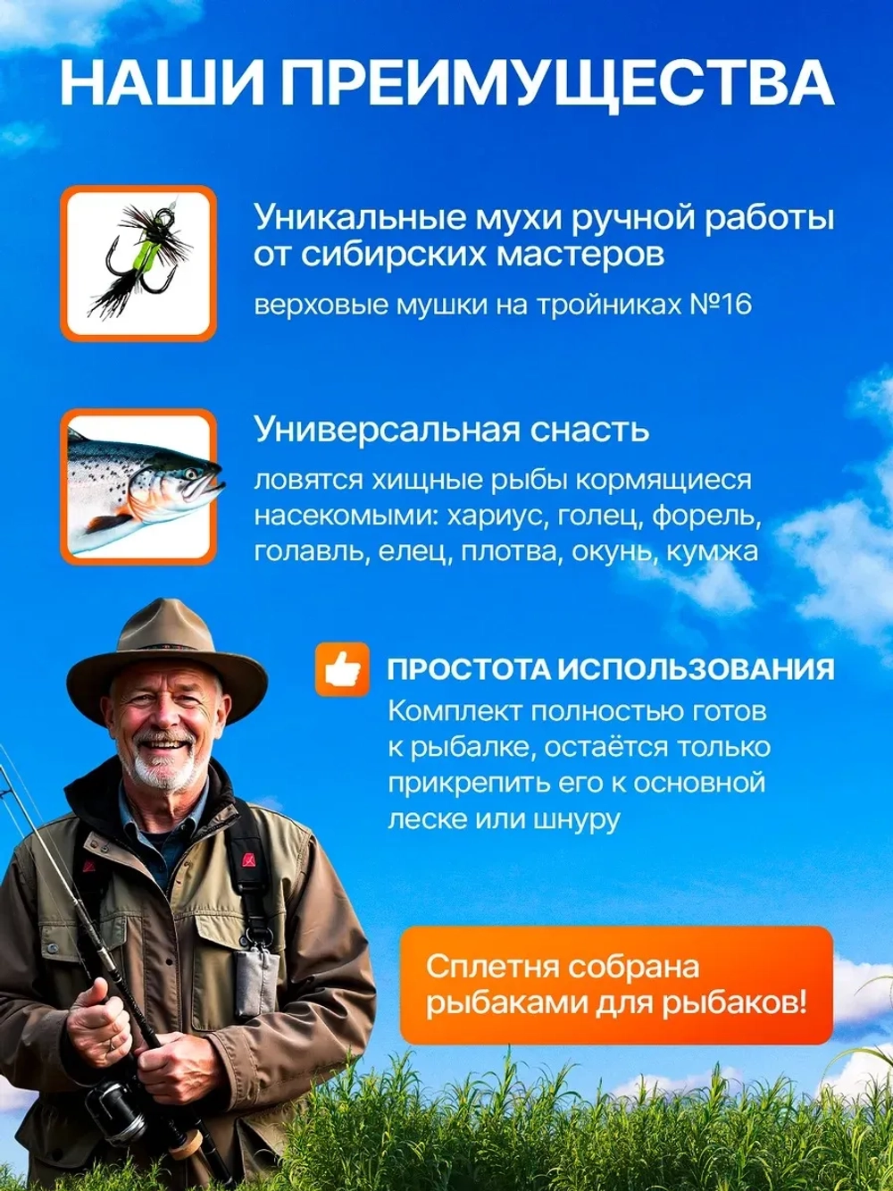 Настрой на хариуса сплетня балда для рыбалки с 5 верховыми мушками и конусным поплавком