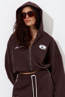 Худи укороченное "Âme Sirène" цвета шоколад