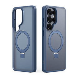 Чехол темно-синего цвета с MagSafe для Samsung Galaxy S26 Ultra, серия Yind Series Case от Dux Ducis (версия с магнитной откидной подставкой)