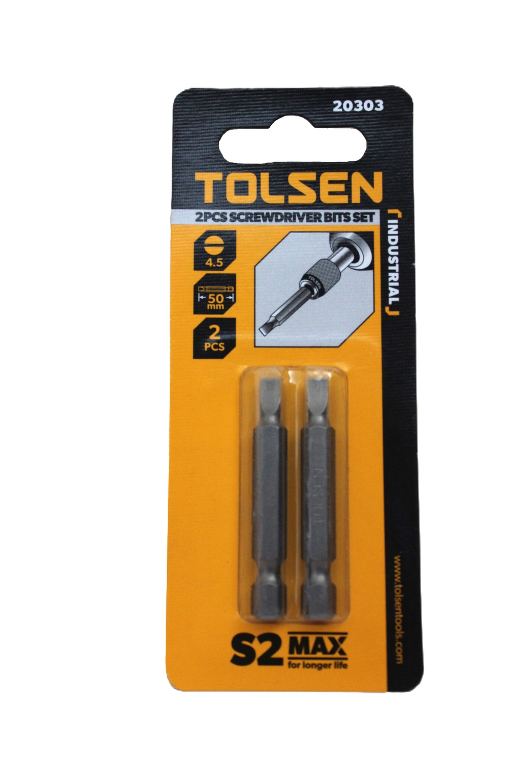 Набор односторонних бит TOLSEN "INDUSTRIAL" 1/4" SL4.5х0.6х50мм 2шт. 20303