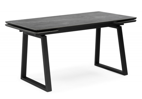 Керамический стол Woodville Джек 140(200)х80 серый мрамор larka grey, черный, ножки черные