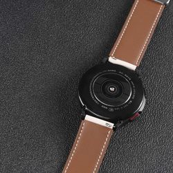 Ремешок из натуральной кожи белого цвета от Dux Ducis для смарт часов Samsung Galaxy Watch 3, 4, 5, 6 и 7 (размер крепления 20мм), серия YA Series